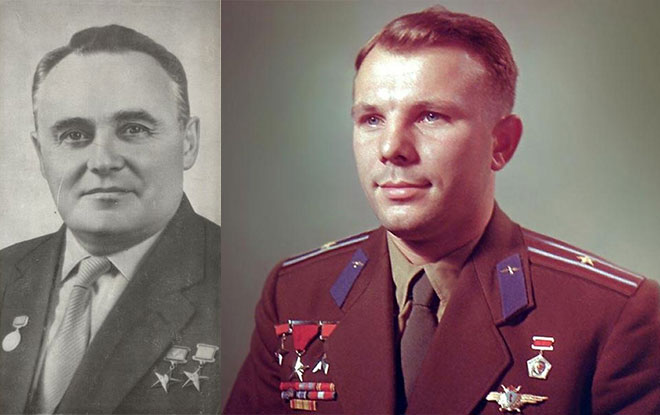 Left: Sergei Korolev. Right: Yuri Gagarin